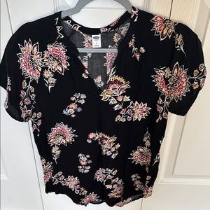 Floral Black Top